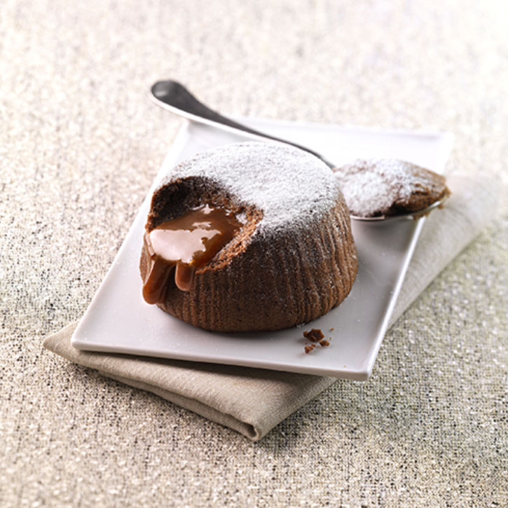 Soufflé al cioccolato e caramello salato