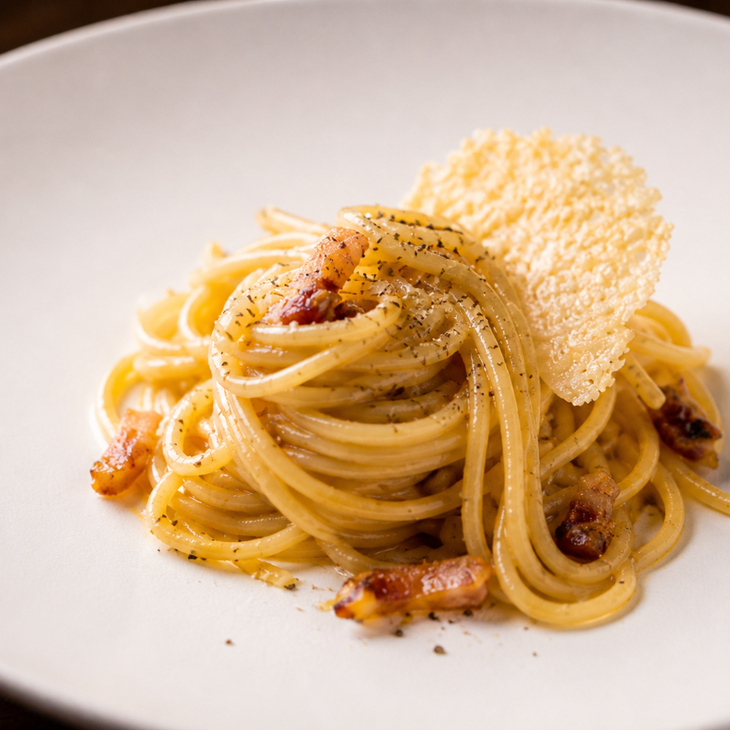 spagheti chitarra con galleta parmiganio